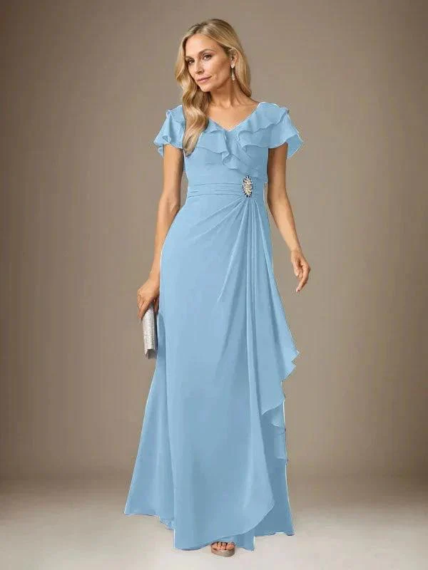 Stormy A-Line V-Neck Ruched Chiffon Dress - Image 25