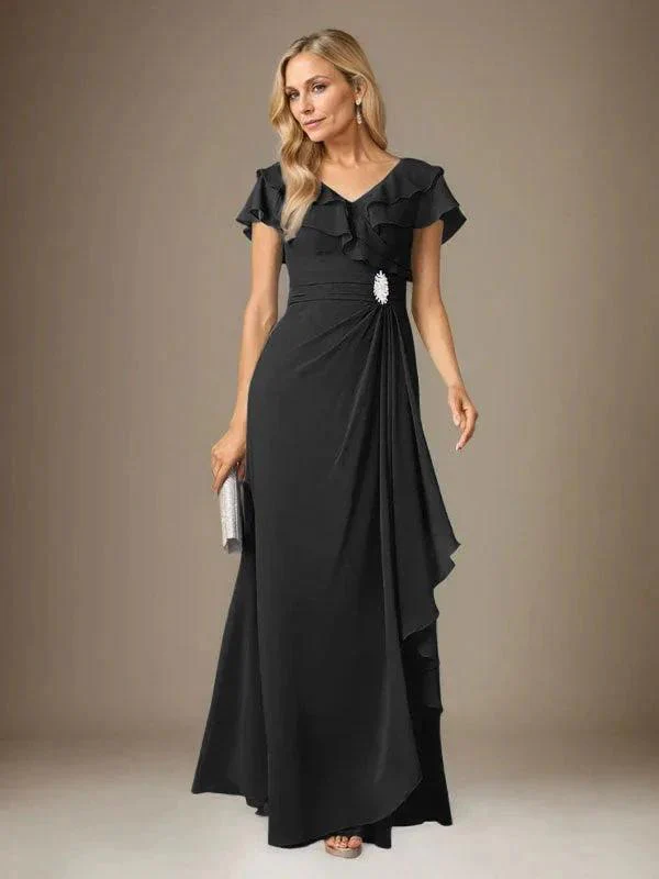 Stormy A-Line V-Neck Ruched Chiffon Dress - Image 26