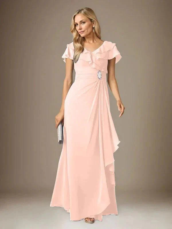 Stormy A-Line V-Neck Ruched Chiffon Dress - Image 27