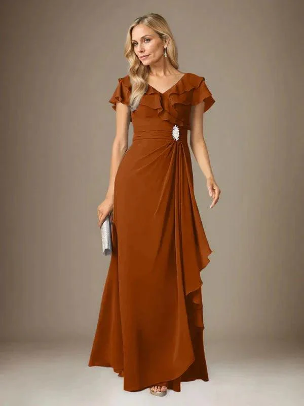 Stormy A-Line V-Neck Ruched Chiffon Dress - Image 28