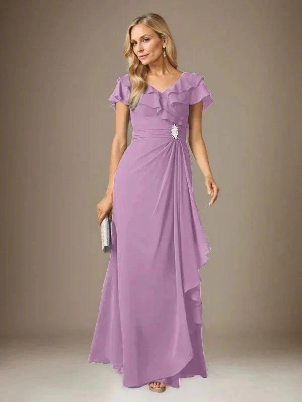 Stormy A-Line V-Neck Ruched Chiffon Dress - Image 29