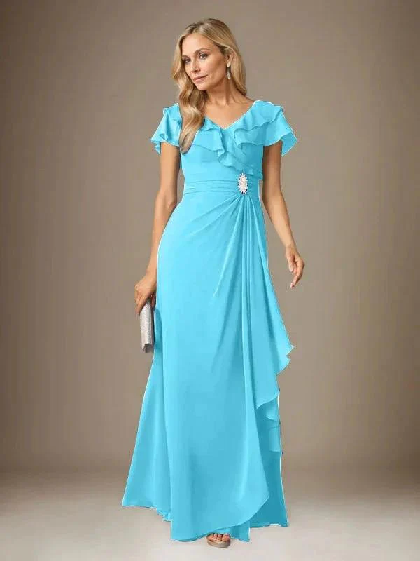 Stormy A-Line V-Neck Ruched Chiffon Dress - Image 30