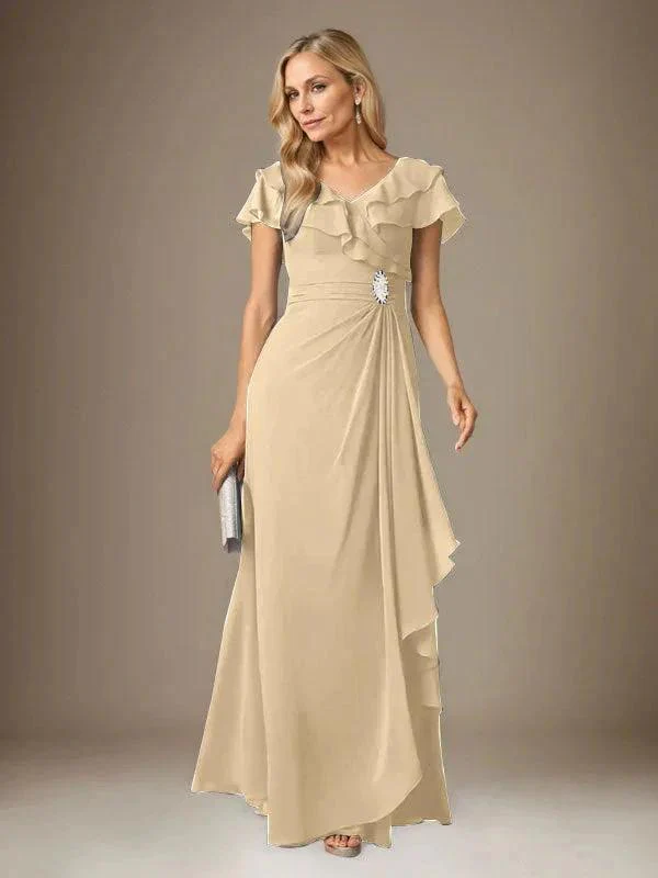 Stormy A-Line V-Neck Ruched Chiffon Dress - Image 31