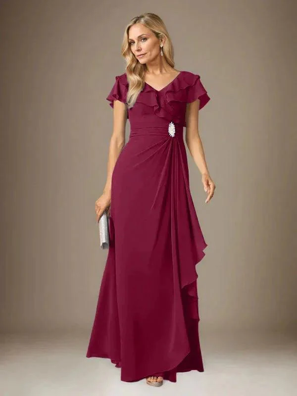 Stormy A-Line V-Neck Ruched Chiffon Dress - Image 32