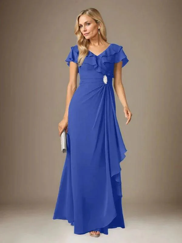 Stormy A-Line V-Neck Ruched Chiffon Dress - Image 35
