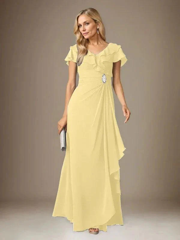 Stormy A-Line V-Neck Ruched Chiffon Dress - Image 46