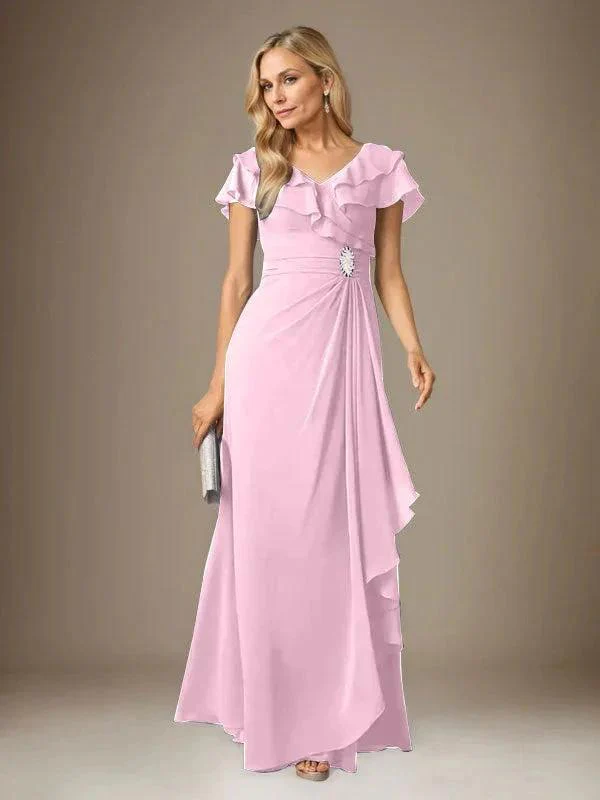 Stormy A-Line V-Neck Ruched Chiffon Dress - Image 47