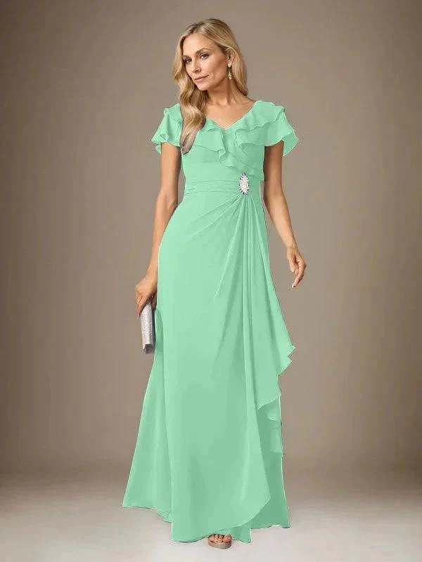 Stormy A-Line V-Neck Ruched Chiffon Dress - Image 51