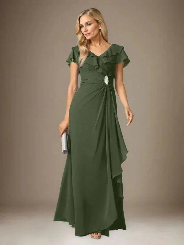 Stormy A-Line V-Neck Ruched Chiffon Dress - Image 53
