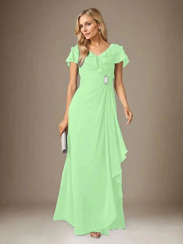 Stormy A-Line V-Neck Ruched Chiffon Dress - Image 57