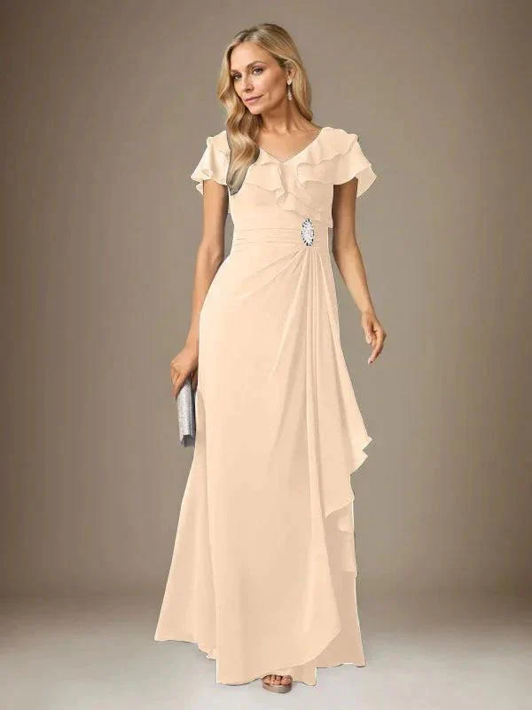 Stormy A-Line V-Neck Ruched Chiffon Dress - Image 58