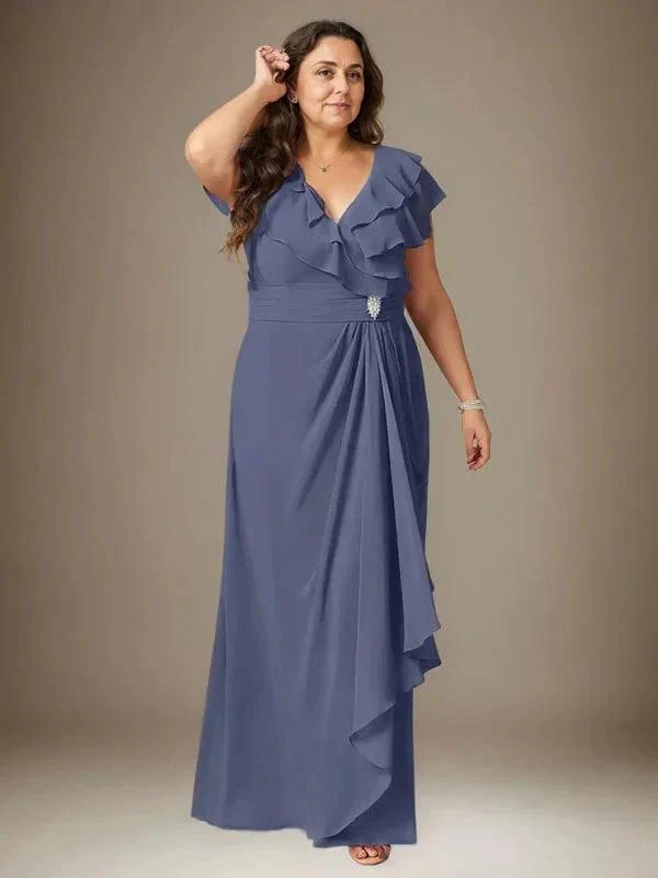 Stormy A-Line V-Neck Ruched Chiffon Dress - Image 6