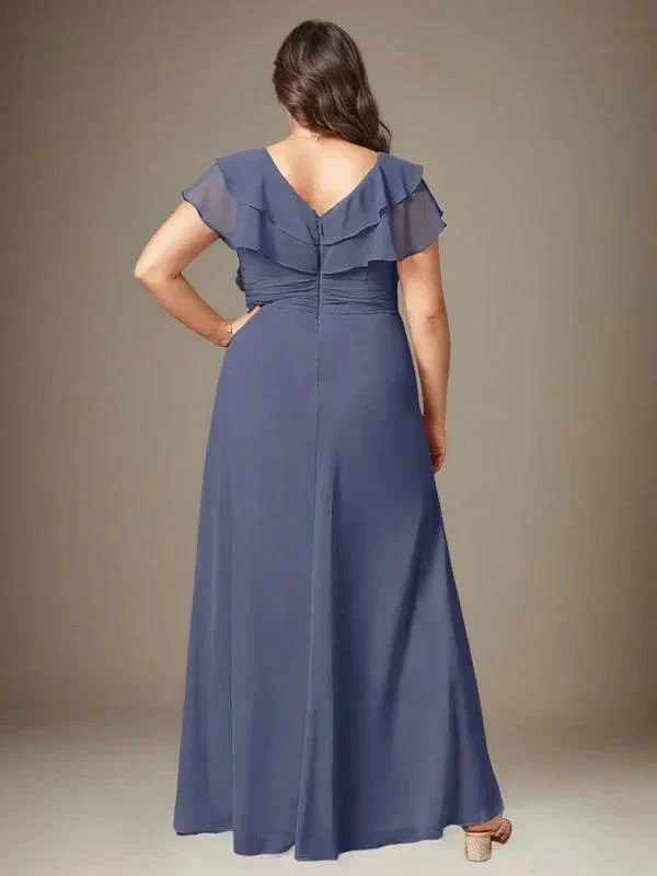 Stormy A-Line V-Neck Ruched Chiffon Dress - Image 7