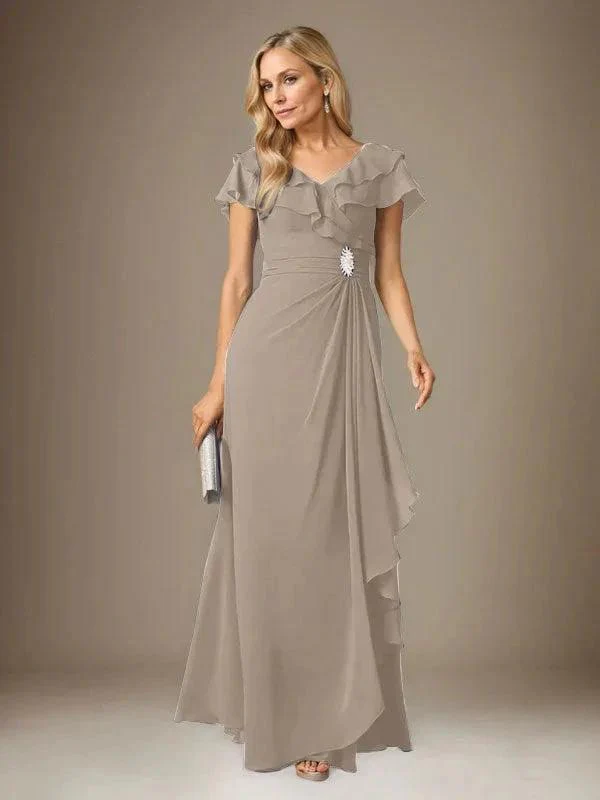 Stormy A-Line V-Neck Ruched Chiffon Dress - Image 71