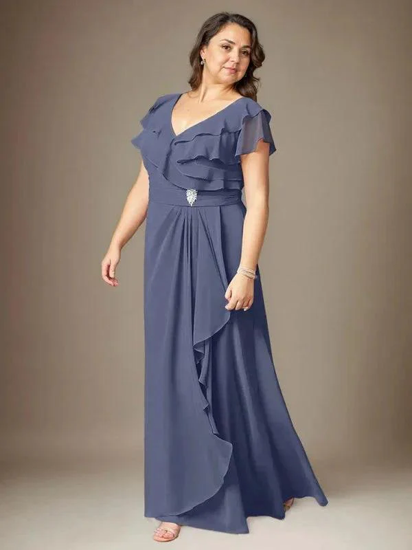 Stormy A-Line V-Neck Ruched Chiffon Dress - Image 8
