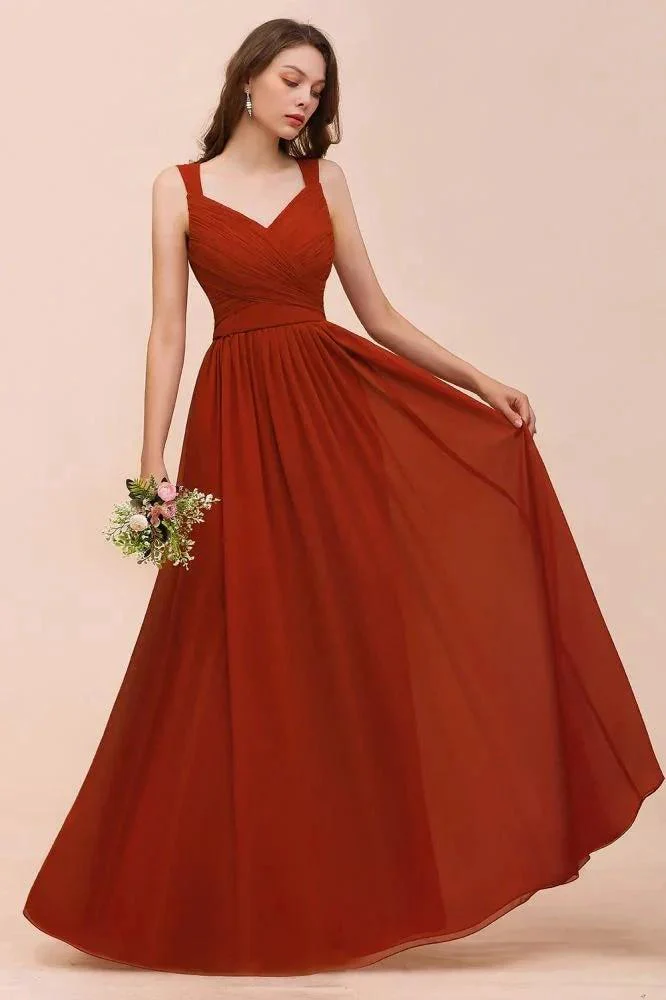 Strap Slim Floor Length Evening Dress for Bride Bridesmaid Dress - Image 3