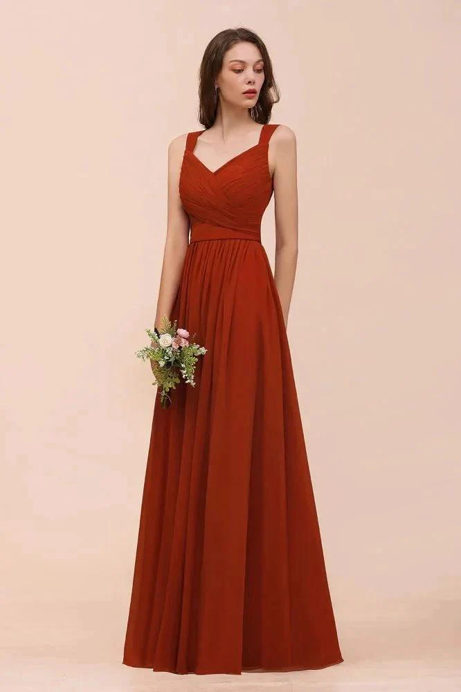 Strap Slim Floor Length Evening Dress for Bride Bridesmaid Dress - Image 4