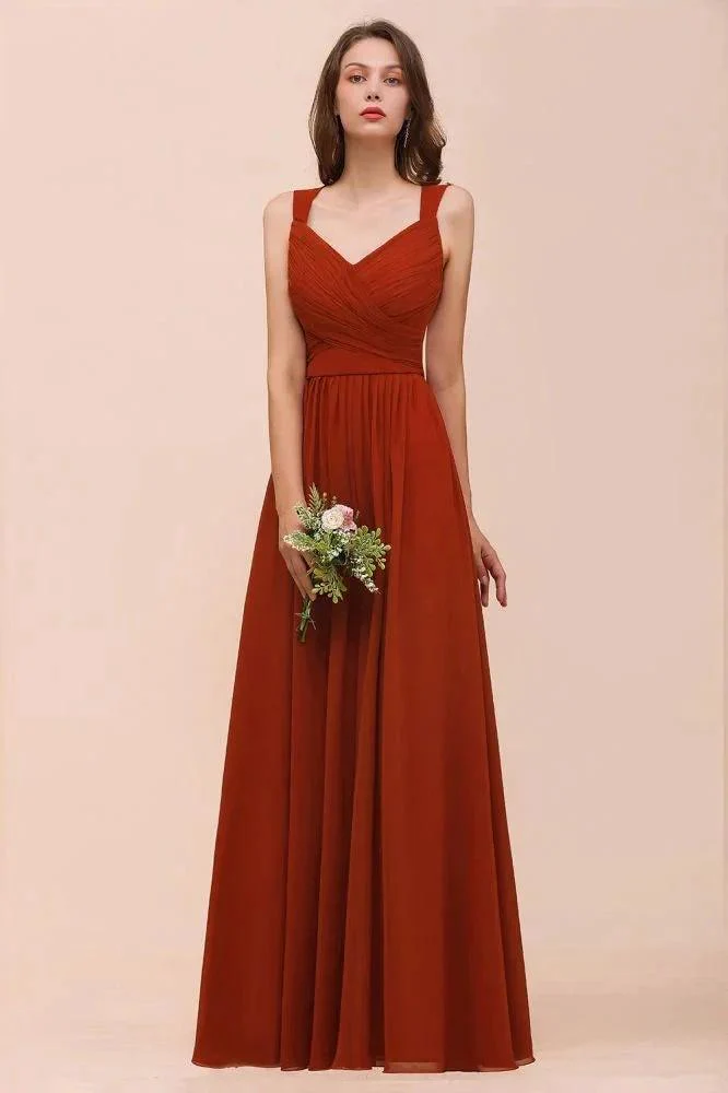 Strap Slim Floor Length Evening Dress for Bride Bridesmaid Dress - Image 5