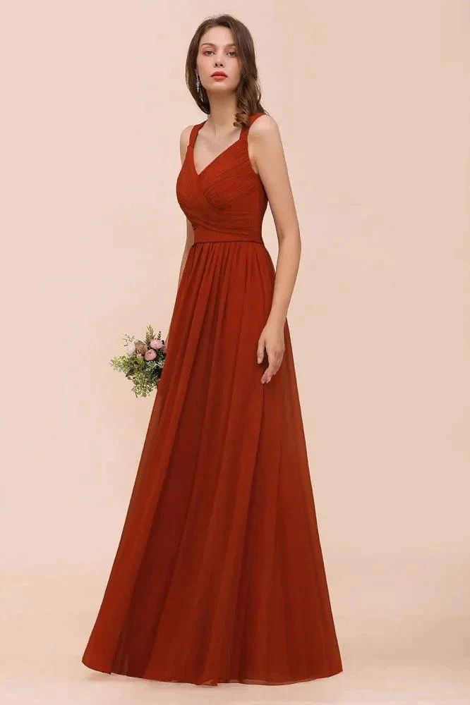 Strap Slim Floor Length Evening Dress for Bride Bridesmaid Dress - Image 6