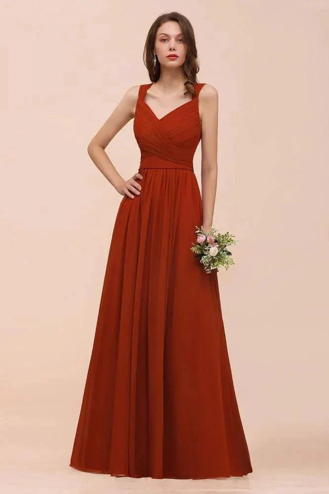 Strap Slim Floor Length Evening Dress for Bride Bridesmaid Dress - Image 7