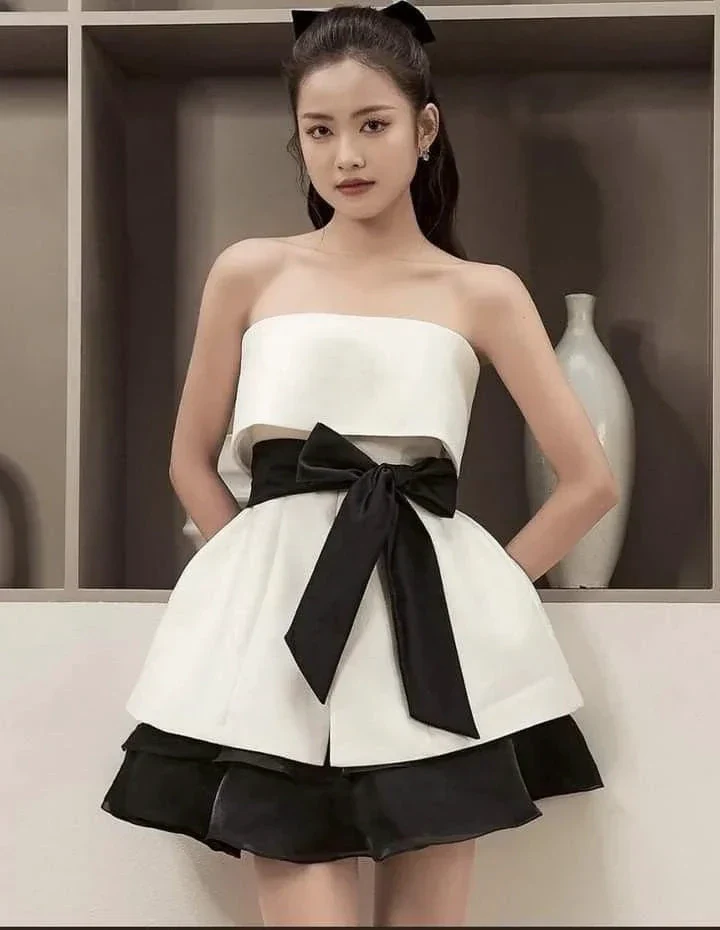 Strapless A-line Homecoming Dress with Waist Bow Y2695 - Image 2