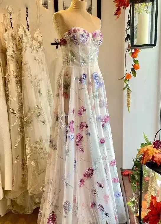 strapless a-line wedding dress with floral  Y6970 - Image 4