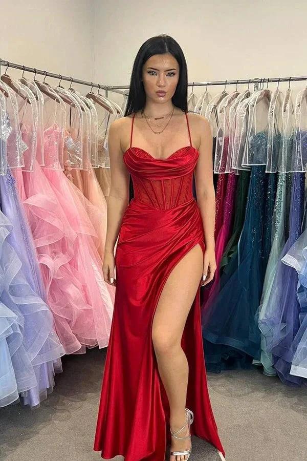 Strapless Beaded Mermaid Hunter Green Prom Dress with Slit PSK590 - Image 3