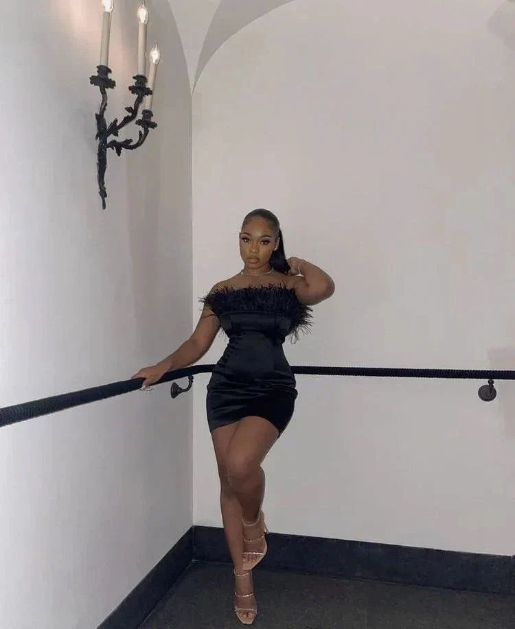 Strapless Black Homecoming Dress Sexy Black Party Dress Y2220 - Image 2