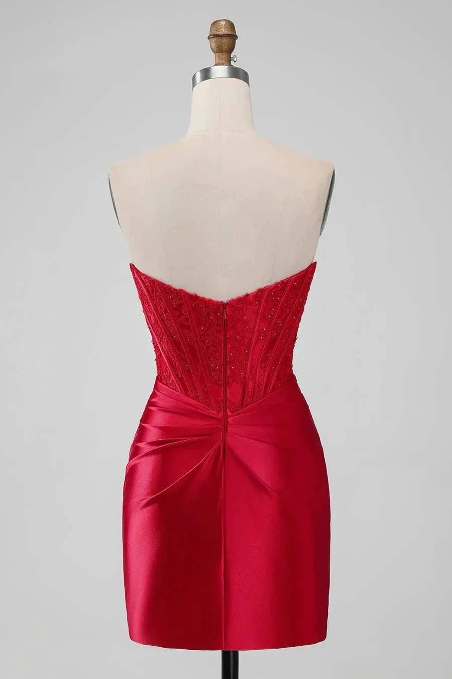 Strapless Bodycon Homecoming Dress Red Short Prom Dress PD505 - Image 3