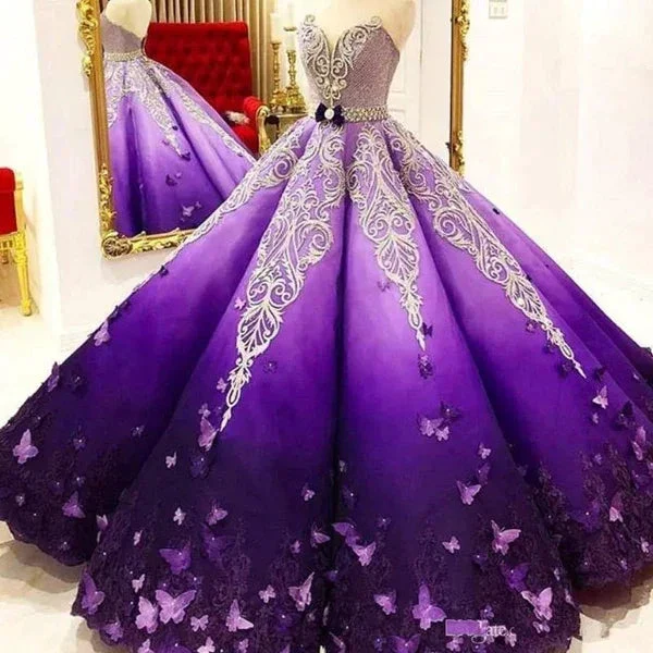 Strapless Butterfly Quinceanera Dress Ombre Purple Ball Gown, Long Prom Dress  S11280 - Image 2