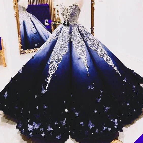 Strapless Butterfly Quinceanera Dress Ombre Purple Ball Gown, Long Prom Dress  S11280 - Image 3