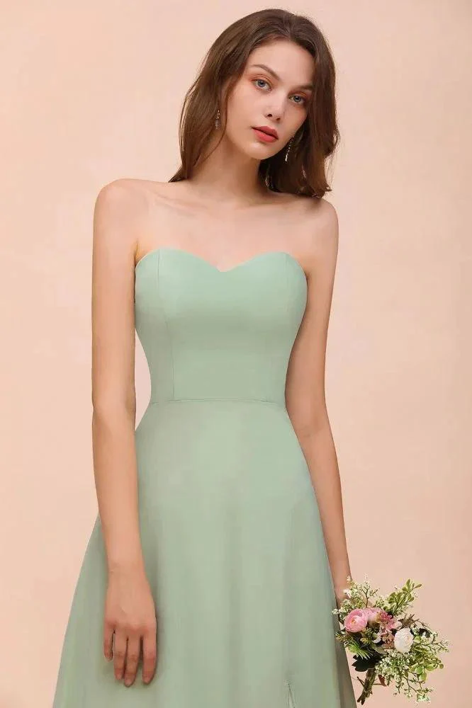 Strapless Chiffon Formal Bridesmaid Dress Elegant Maxi Maid of Honor Dress - Image 8