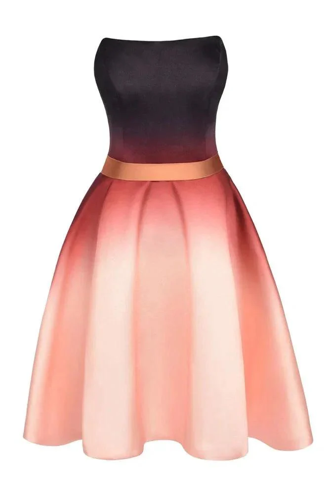 Strapless Gradient Satin Mini Party Dress Knee Length Homecoming Dress - Image 6