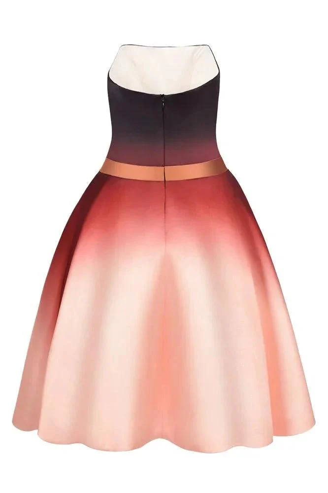 Strapless Gradient Satin Mini Party Dress Knee Length Homecoming Dress - Image 7