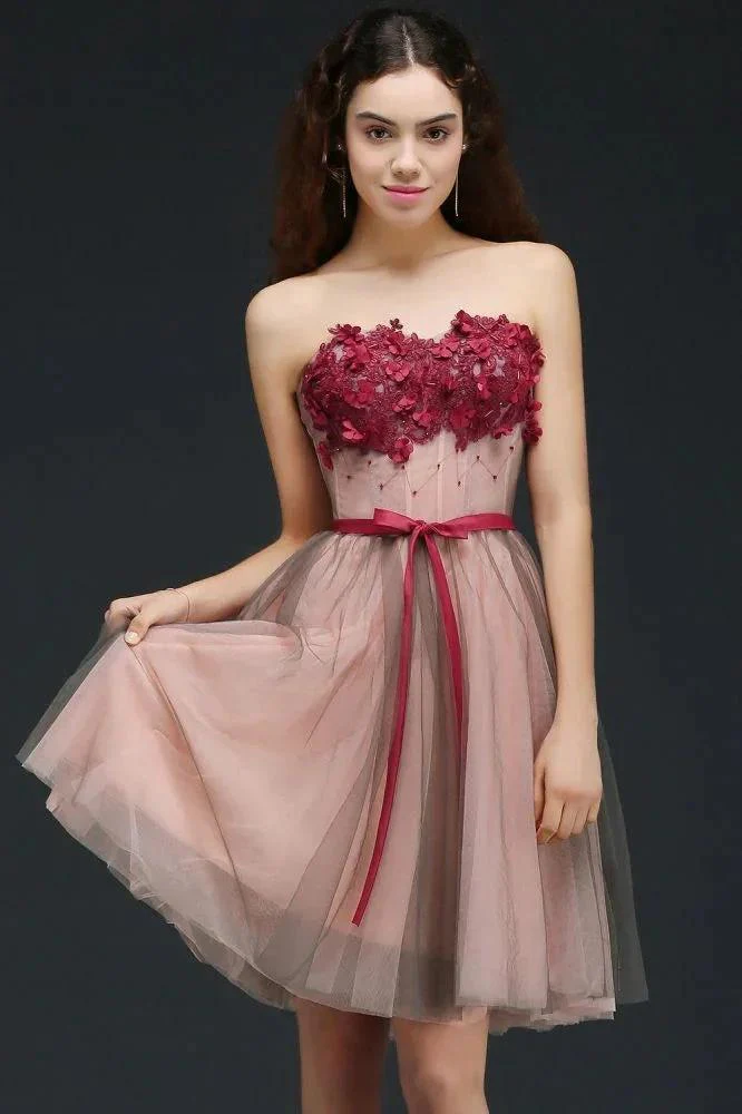 Strapless Knee-length Tulle Princess Homecoming Dress - Image 2