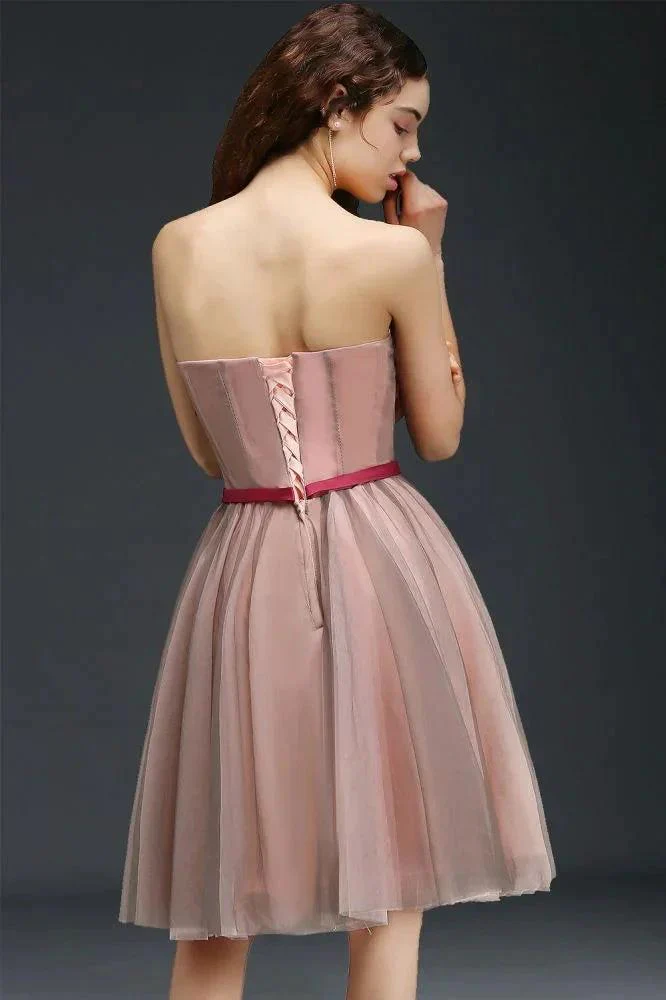 Strapless Knee-length Tulle Princess Homecoming Dress - Image 3