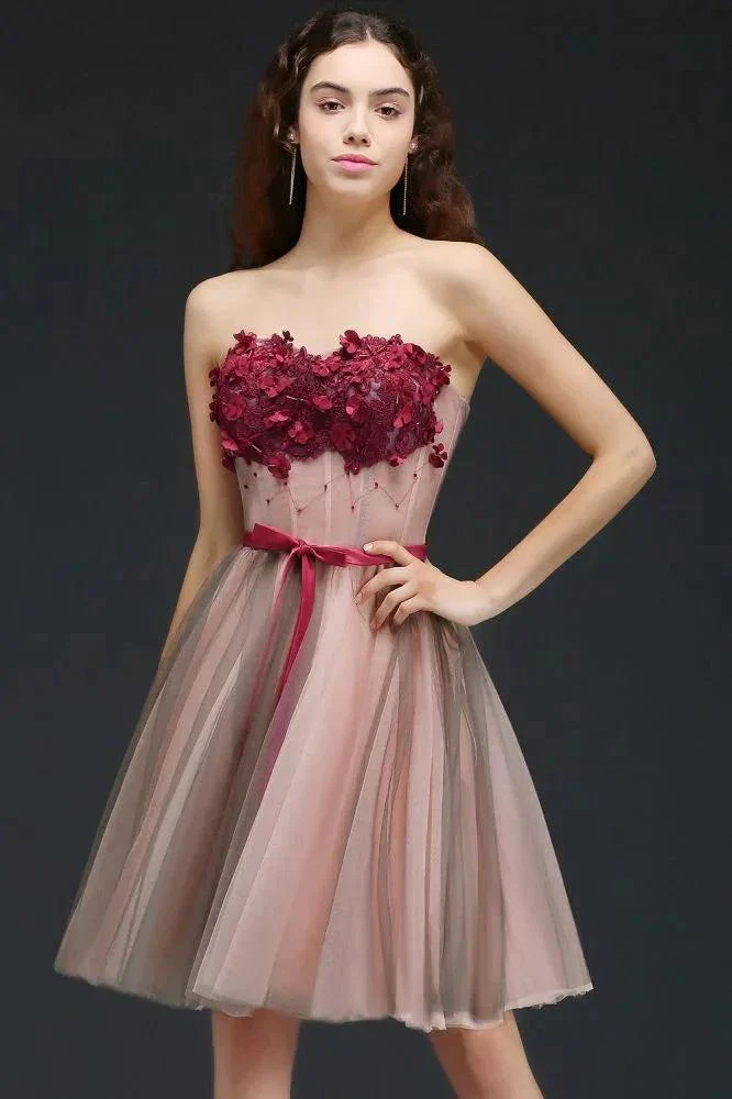 Strapless Knee-length Tulle Princess Homecoming Dress - Image 4