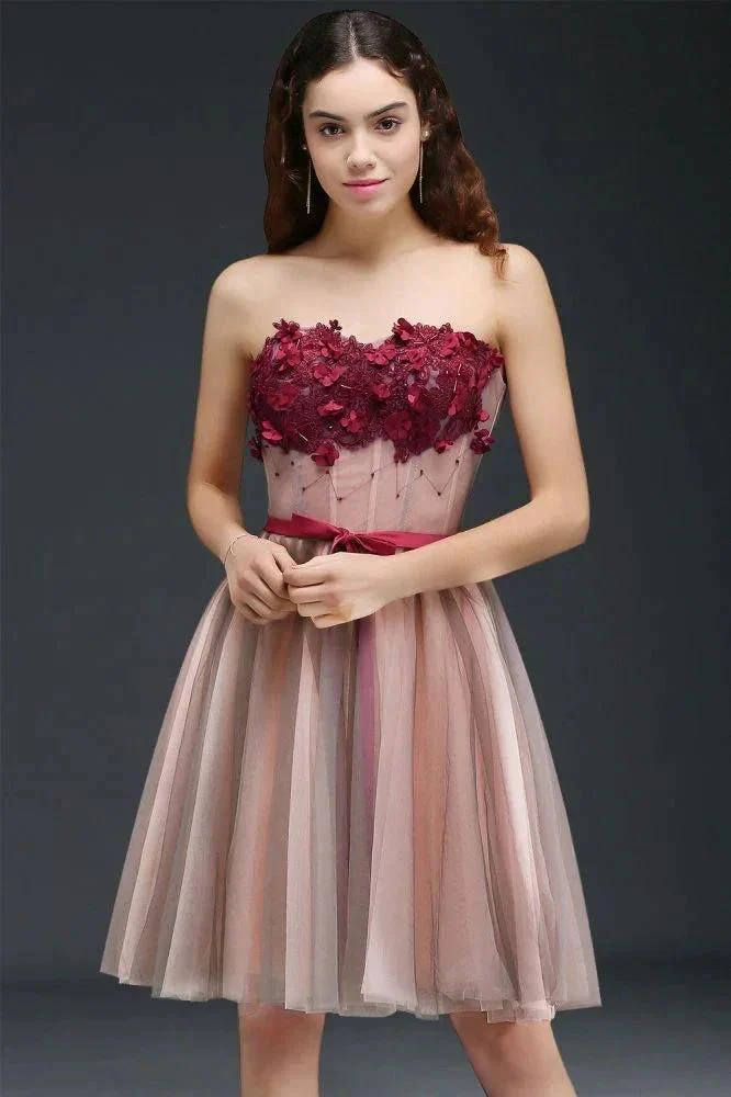Strapless Knee-length Tulle Princess Homecoming Dress - Image 5