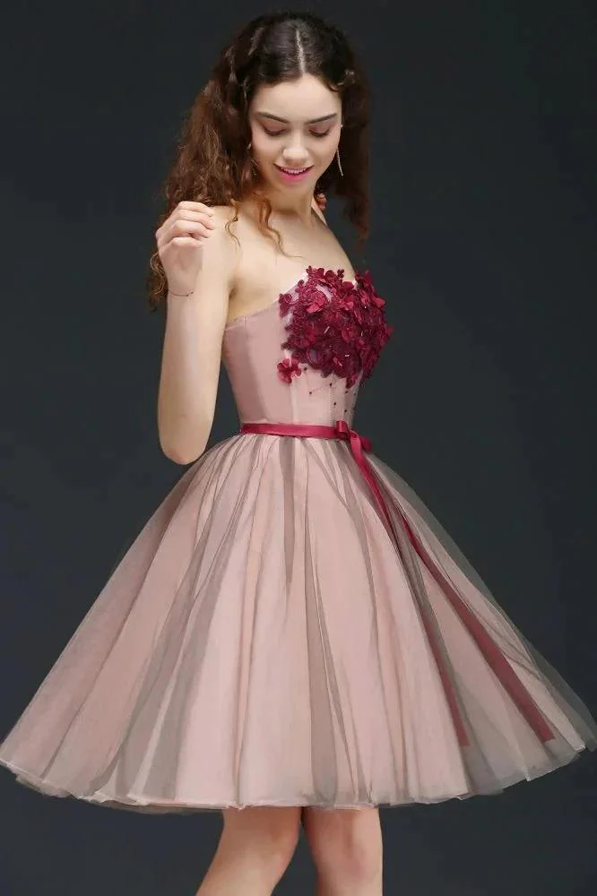 Strapless Knee-length Tulle Princess Homecoming Dress - Image 6