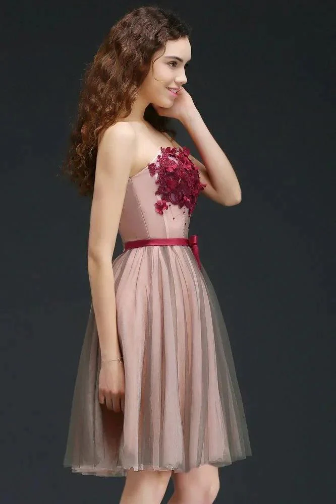 Strapless Knee-length Tulle Princess Homecoming Dress - Image 7