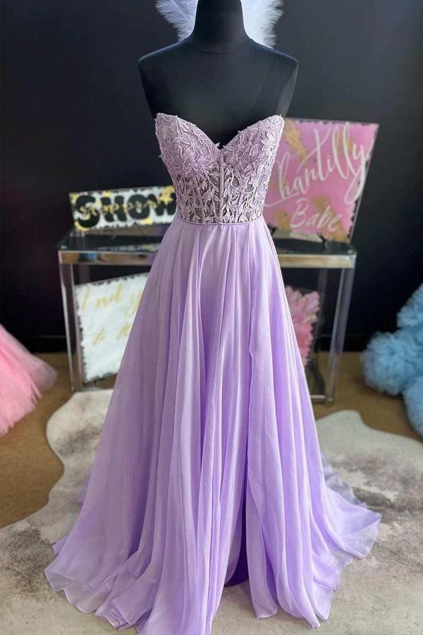 Strapless Lilac Tulle Long Evening Dress A-Line Floor Length Prom Dress  PSK408 - Image 4