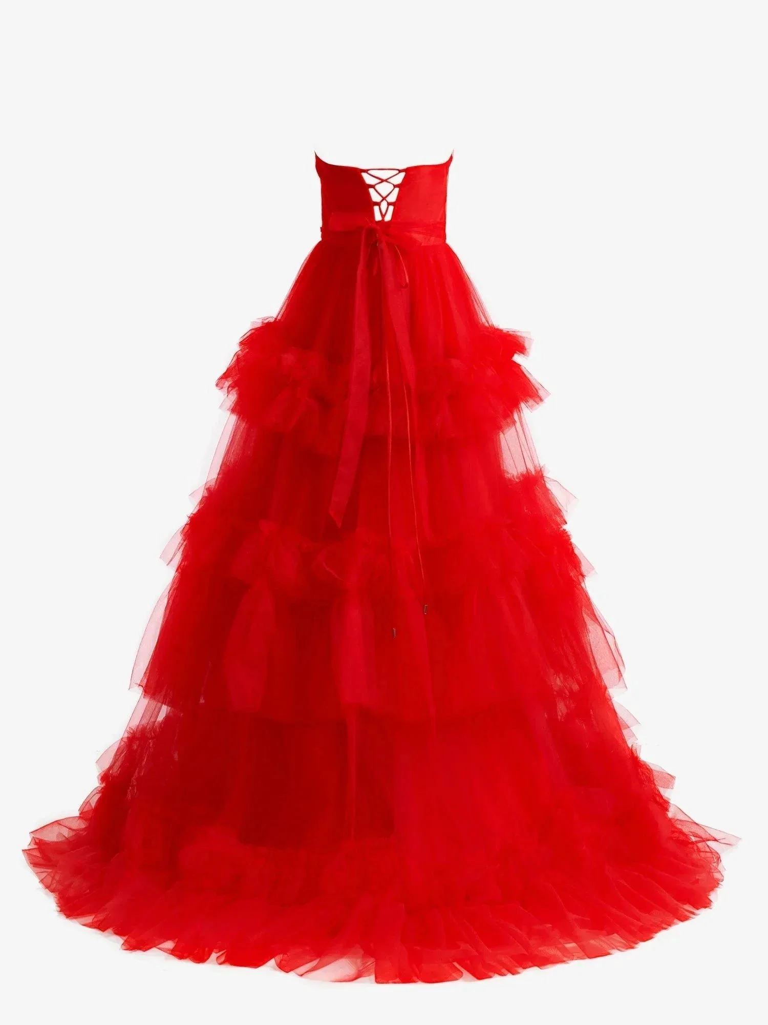 Matilda |A-Line Strapless Ruffled Tulle Prom Dress - Image 3