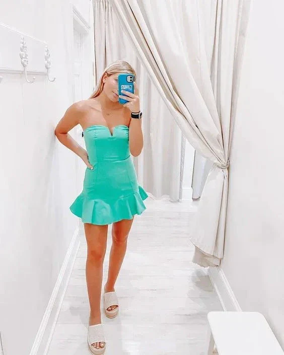 Strapless Mint Green Homecoming Dress Graduation Dress Y2071 - Image 2