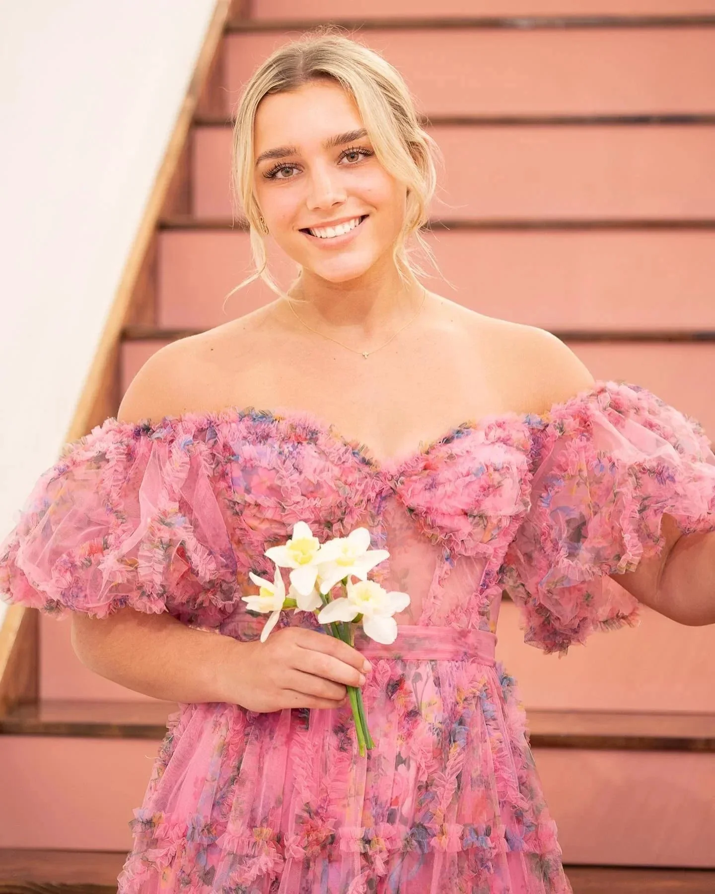 Sydney |A Line Off The Shoulder Floral Tulle Prom Dress - Image 10
