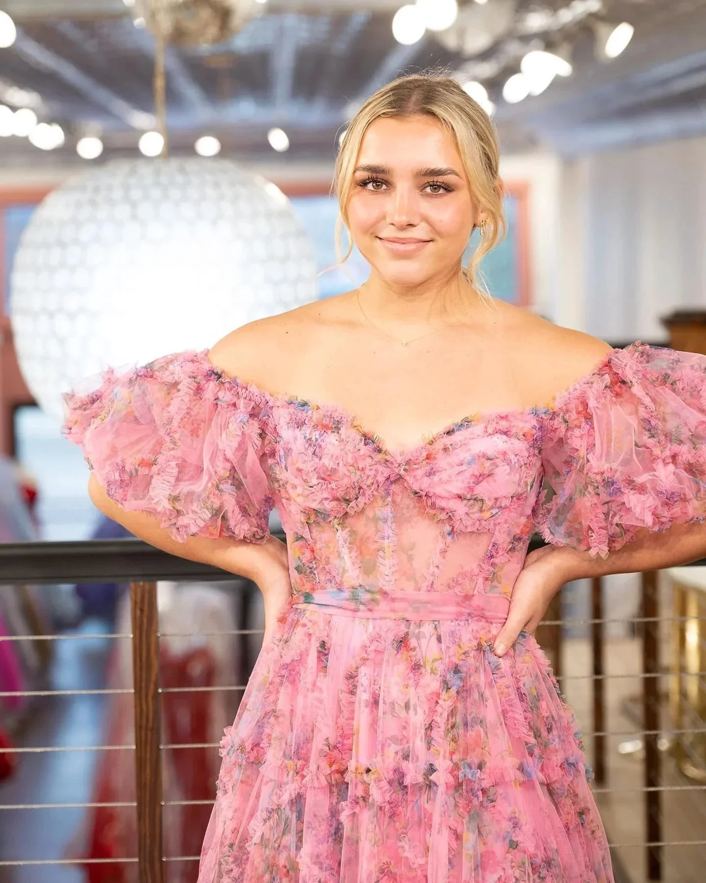 Sydney |A Line Off The Shoulder Floral Tulle Prom Dress - Image 9