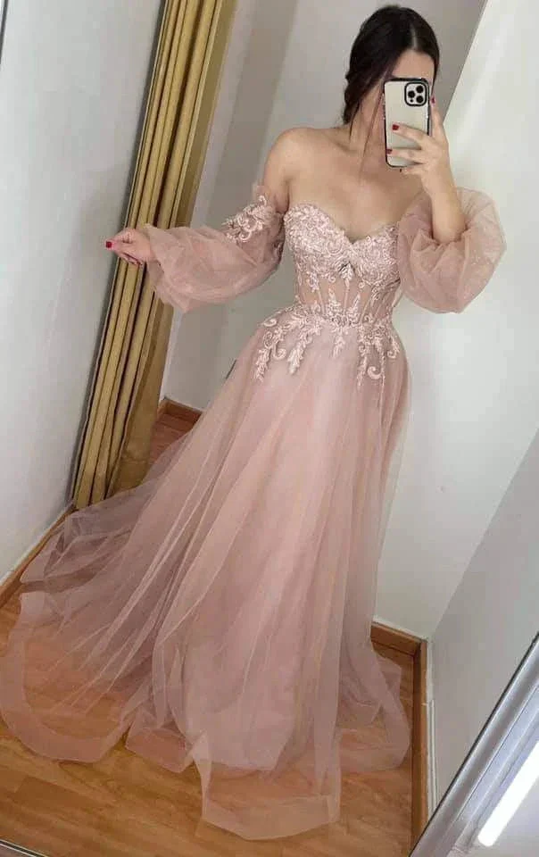 Strapless Pink Corset Tulle Prom Dress Evening Gown Y4820 - Image 2