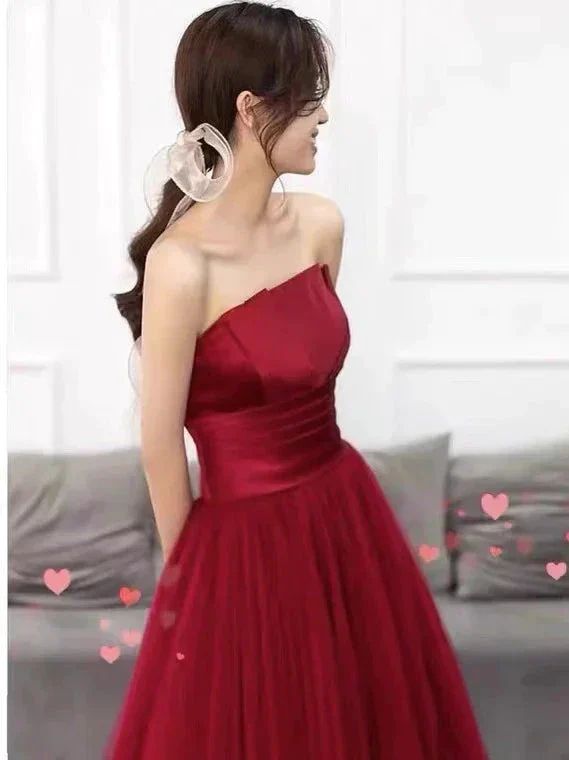 Strapless prom dress,red party dress,charming wedding dress Y1298 - Image 2