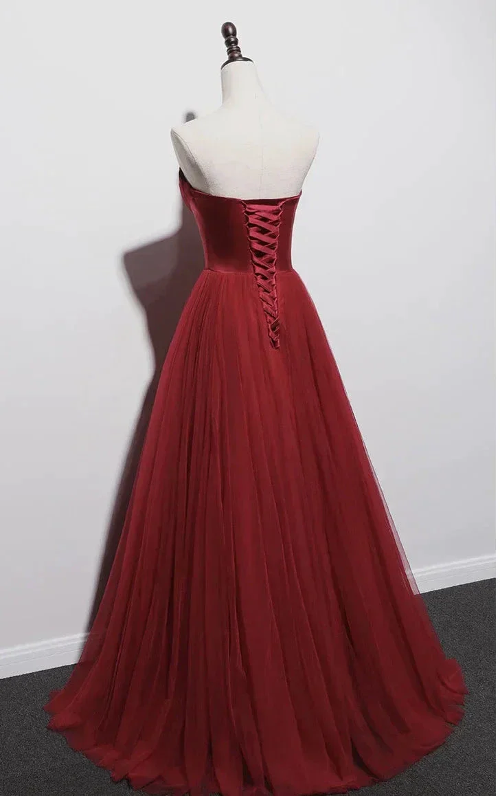 Strapless prom dress,red party dress,charming wedding dress Y1298 - Image 5