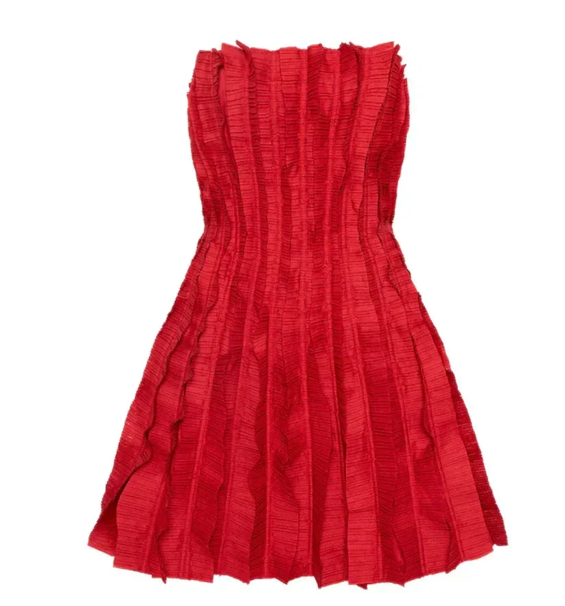 Strapless Red Ruffles A Line Homecoming Dress Mini Prom Dress Y8004 - Image 8