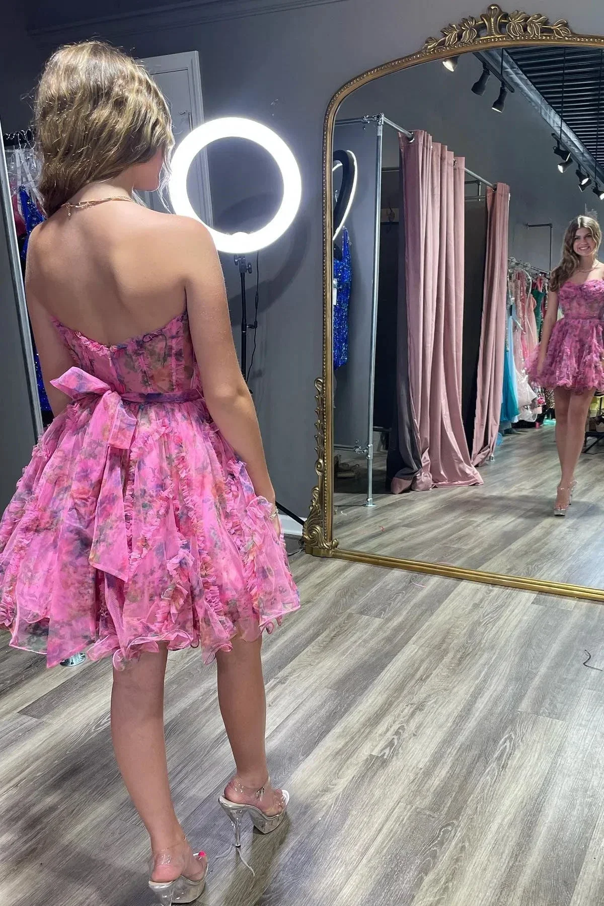 Strapless Ruffles A-line Homecoming Dress Y2831 - Image 3
